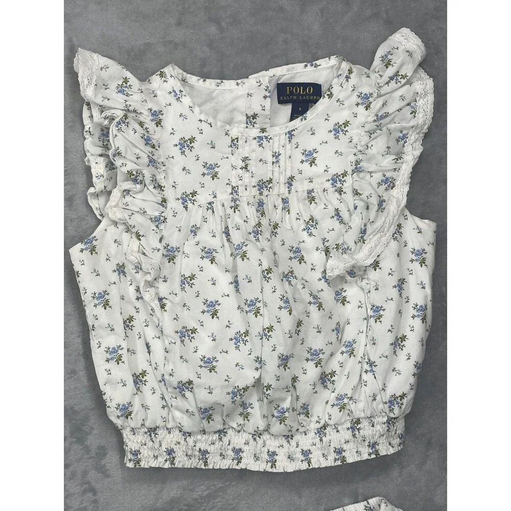 Polo Ralph Lauren Girls Sz: 8 White Floral Skirt & Top Set